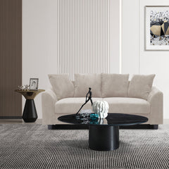 Canapé contemporain 3 places Mozart Velours côtelé Beige..