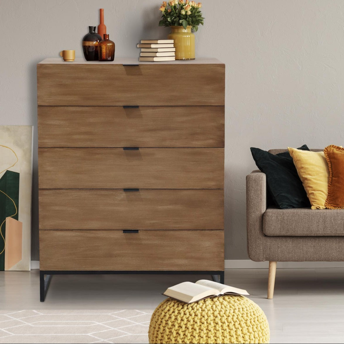 Commode 5 tiroirs Panara Chêne Clair