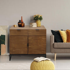 Commode 2 tiroirs et 2 portes battantes Panara Chêne Clair