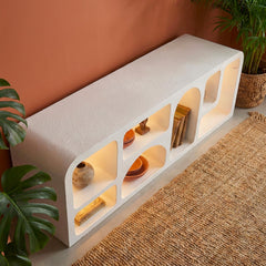 Buffet bas L160cm design arches avec LED intégrées Navalor Blanc