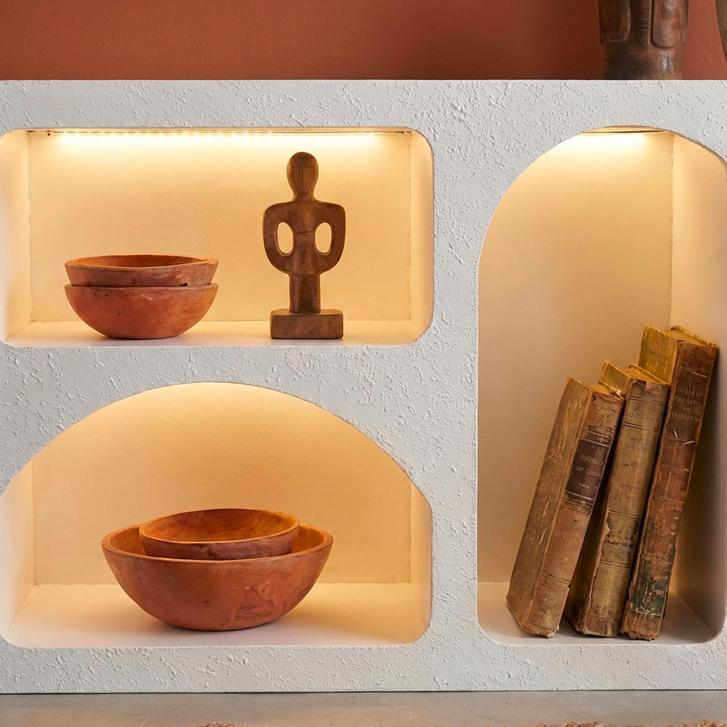 Buffet bas L160cm design arches avec LED intégrées Navalor Blanc