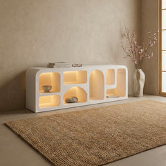 Buffet bas L160cm design arches avec LED intégrées Navalor Blanc
