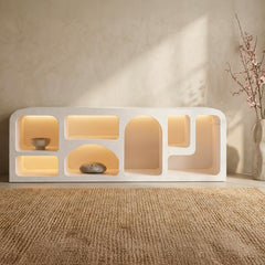 Buffet bas L160cm design arches avec LED intégrées Navalor Blanc