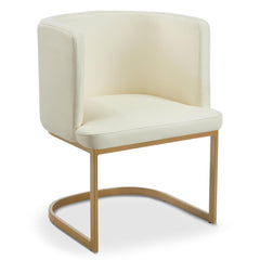 Lot de 4 chaises Awaky dossier arrondi simili crème pieds or