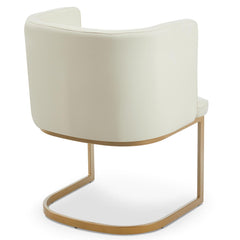 Lot de 4 chaises Awaky dossier arrondi simili crème pieds or