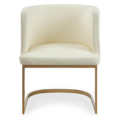 Lot de 2 chaises dossier arrondi Awaky simili crème pieds or
