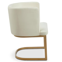 Lot de 2 chaises dossier arrondi Awaky simili crème pieds or