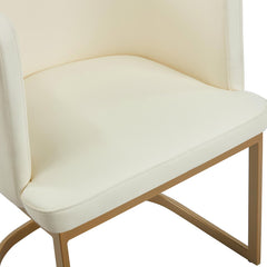 Lot de 4 chaises Awaky dossier arrondi simili crème pieds or