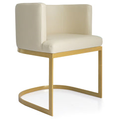 Chaise en simili P.U. beige Awaky pieds or