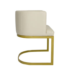 Chaise en simili P.U. beige Awaky pieds or