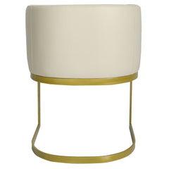 Chaise en simili P.U. beige Awaky pieds or