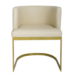 Chaise en simili P.U. beige Awaky pieds or