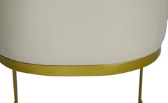 Chaise en simili P.U. beige Awaky pieds or