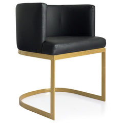 Chaise en simili cuir Awaky noir pieds or