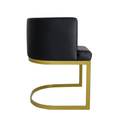 Chaise en simili cuir Awaky noir pieds or
