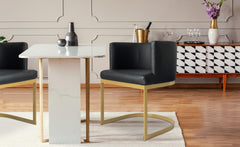 Chaise en simili cuir Awaky noir pieds or