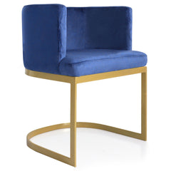 Chaise en velours bleu Awaky pieds or