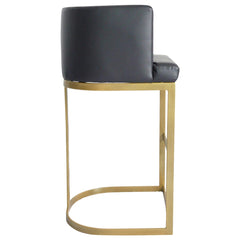 Chaise de bar en simili cuir Awaky noir pieds or