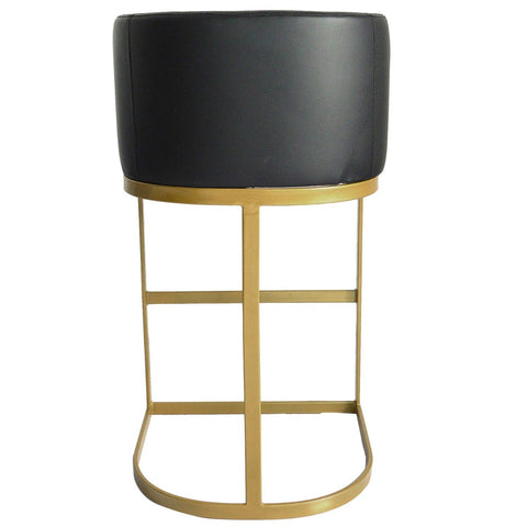 Chaise de bar en simili cuir Awaky noir pieds or