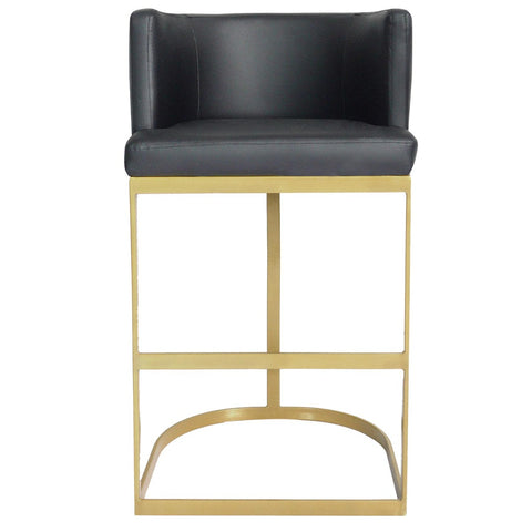 Chaise de bar en simili cuir Awaky noir pieds or