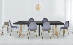Lot de 4 chaises Atona en velours argent matelassées
