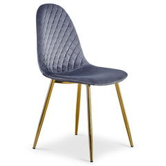 Lot de 4 chaises Atona en velours argent matelassées