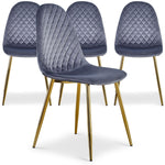 Lot de 4 chaises Atona en velours argent matelassées