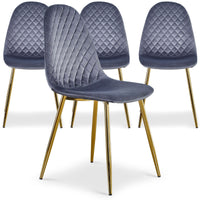 Lot de 4 chaises Atona en velours argent matelassées