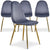 Lot de 4 chaises Atona en velours argent matelassées
