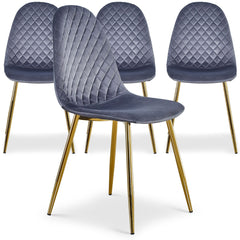 Lot de 4 chaises Atona en velours argent matelassées
