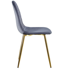 Lot de 8 chaises Atona matelassées en velours gris avec pieds en or