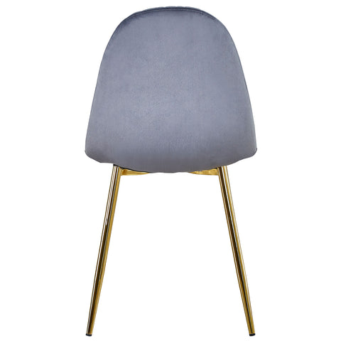 Lot de 8 chaises Atona matelassées en velours gris avec pieds en or