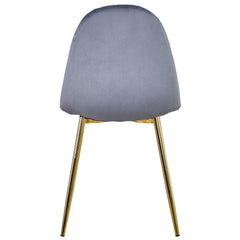 Lot de 8 chaises Atona matelassées en velours gris avec pieds en or