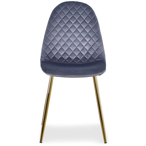 Lot de 8 chaises Atona matelassées en velours gris avec pieds en or
