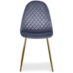 Lot de 8 chaises Atona matelassées en velours gris avec pieds en or