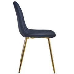Lot de 8 chaises Atona matelassées pieds dorés velours noir