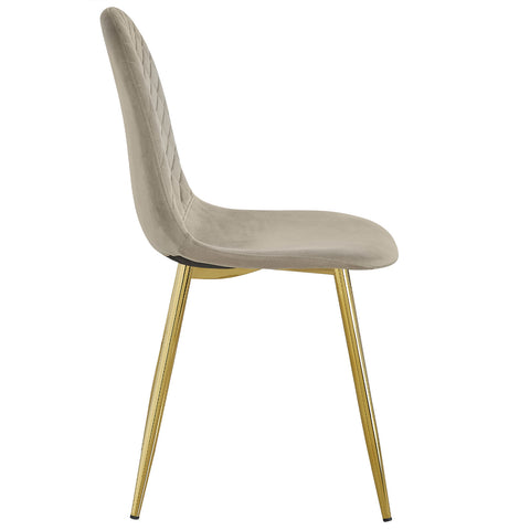 Lot de 8 chaises matelassées pieds or Atona velours taupe