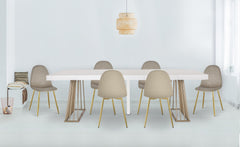 Lot de 8 chaises matelassées pieds or Atona velours taupe