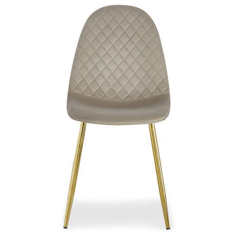Lot de 8 chaises matelassées pieds or Atona velours taupe