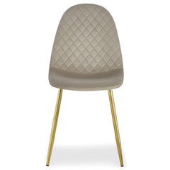 Lot de 8 chaises matelassées pieds or Atona velours taupe