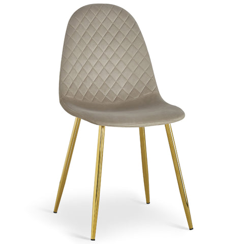 Lot de 8 chaises matelassées pieds or Atona velours taupe