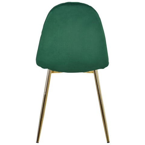 Lot de 8 chaises Atona matelassées pieds en or velours vert