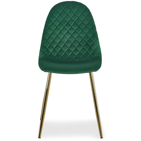 Lot de 8 chaises Atona matelassées pieds en or velours vert