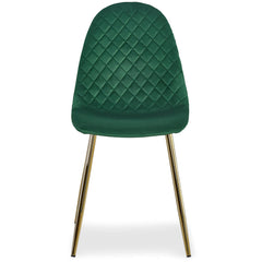 Lot de 8 chaises Atona matelassées pieds en or velours vert