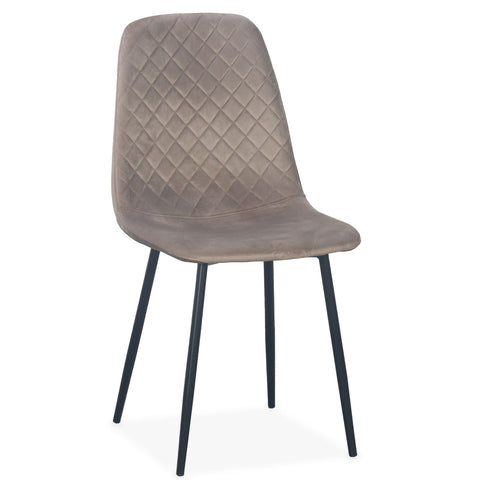 Lot de 8 chaises Atona matelassées pieds noirs et velours taupe