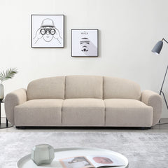 Canapé 3 places convertible dossier et accoudoirs arrondis Oliver Tissu texturé Beige