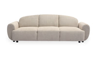Canapé convertible 3 places tissu texturé beige avec dossier et accoudoirs arrondis