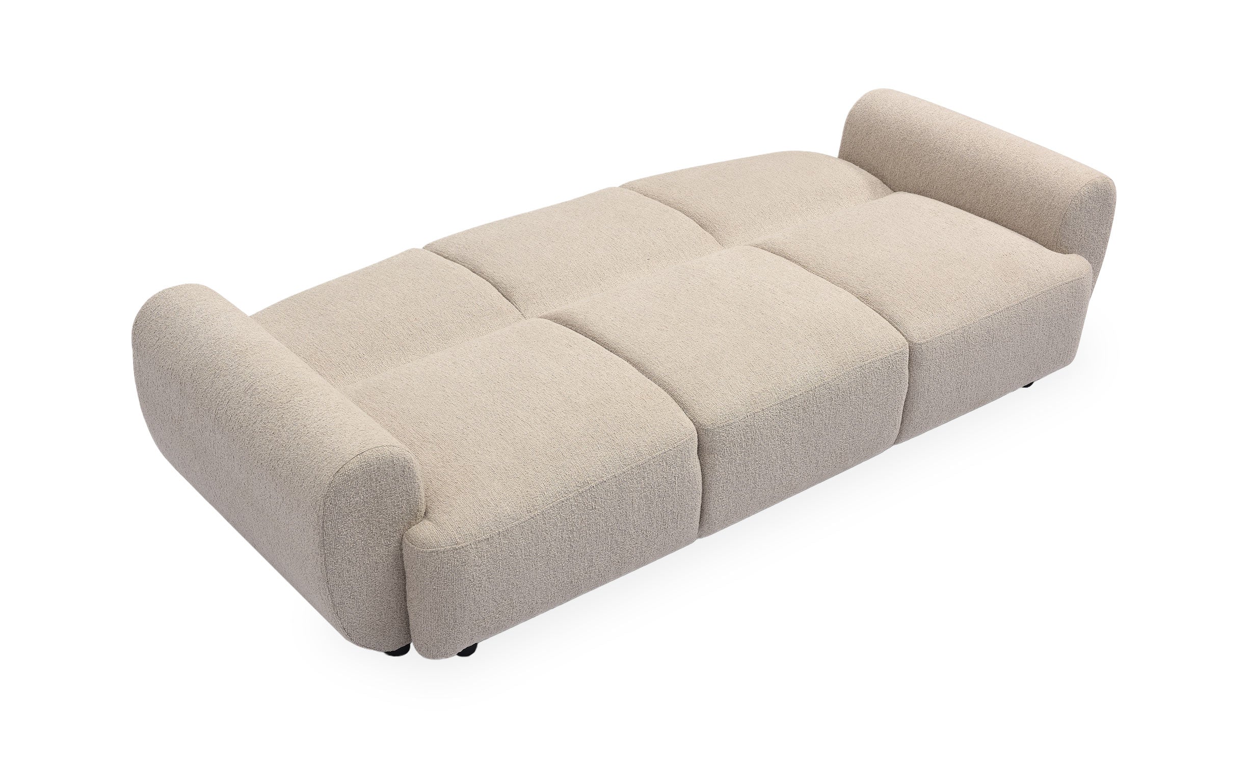 Canapé 3 places convertible dossier et accoudoirs arrondis Oliver Tissu texturé Beige