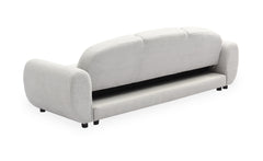 Canapé convertible 3 places dossier et accoudoirs arrondis Cecora tissu texturé gris clair