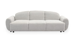 Canapé convertible 3 places dossier et accoudoirs arrondis Cecora tissu texturé gris clair